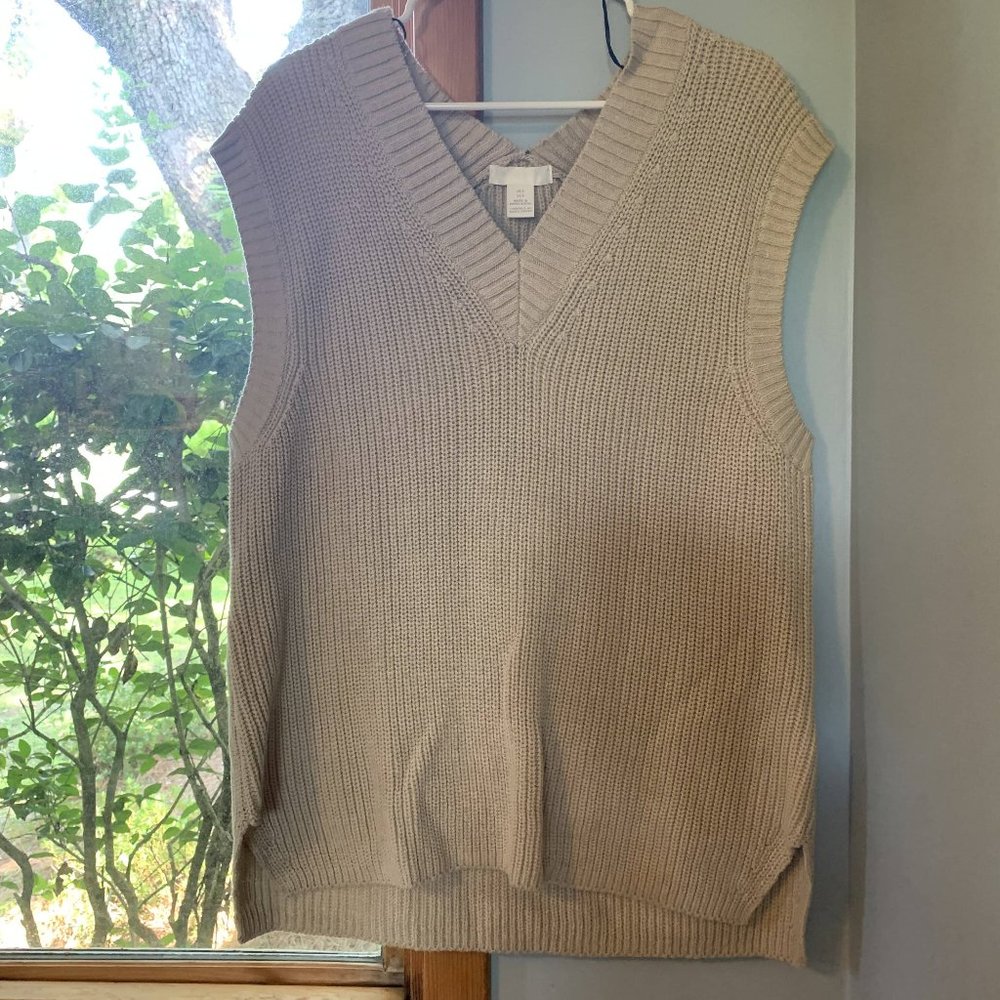 Oversized Beige Sweater Vest